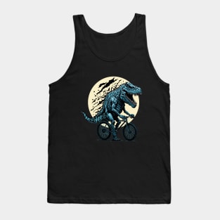 Dinosaur lover cyclist on the moon in forest Tank Top